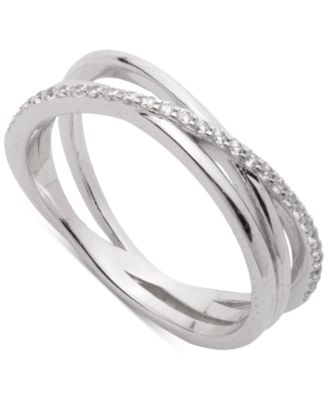 Lauren Ralph Lauren - Sterling Silver Cubic Zirconia Pav&eacute; Criss Cross Ring