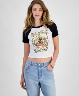 Disney - Juniors' Mickey-Graphic Raglan-Sleeve T-Shirt