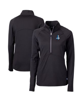 Cutter & Buck - Women's Black Detroit Lions Throwback Logo Adapt Knit Stretch Half-Zip Pullover Top