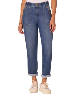 Democracy - Petite "Ab" Solution High-Rise Roll-Cuff Jeans