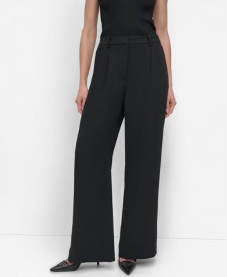 DKNY - Women's High-Rise Pleat-Front Wide-Leg Pants