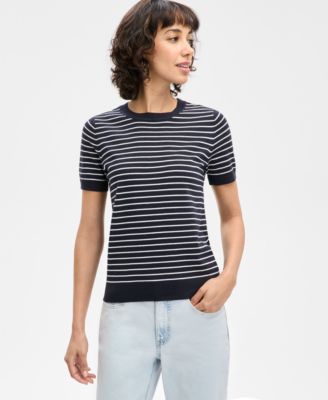 Nautica Jeans - Women's Striped Short-Sleeve Sweater