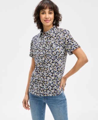 Nautica Jeans - Women's Daisy-Print Cotton Camp Shirt