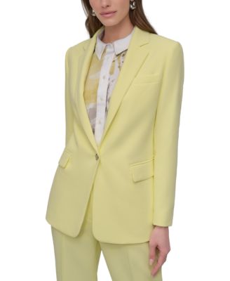 DKNY - Petite Notched-Collar One-Button Crepe Blazer