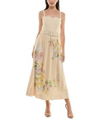 Taylor - Petite Floral-Print Belted Midi Dress