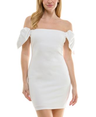 City Studios - Juniors' Off-The-Shoulder Bow-Sleeve Dress