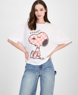 Grayson Threads, The Label - Juniors' Gingham Snoopy Graphic T-Shirt