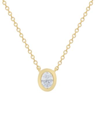 Macy's - Diamond Oval Solitaire Pendant 18" Necklace (1/5 ct. t.w.) in 14k Gold