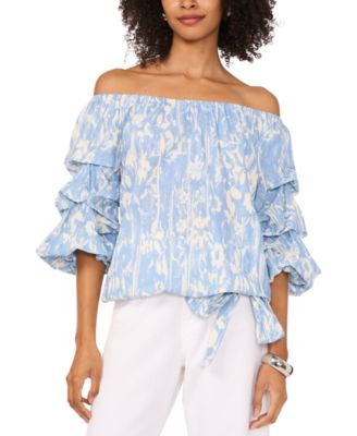 Vince Camuto - Women's Off-The-Shoulder Bubble-SLeeve Blouse