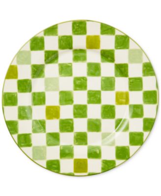 MacKenzie-Childs - Green Check Round Stoneware Platter