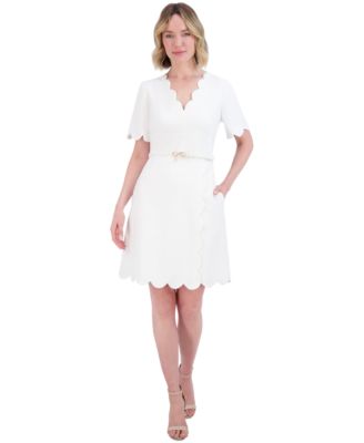 Eliza J - Women's Short-Sleeve Belted A-Line Dress