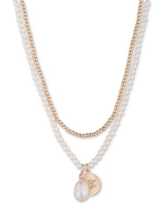 Lauren Ralph Lauren - Gold-Tone Freshwater & Imitation Pearl Layered Pendant Necklace, 16" + 3" extender