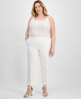 Kasper - Plus Size Linen-Blend Pants