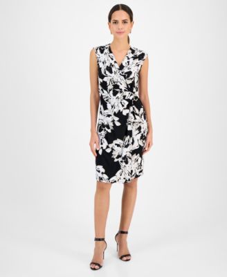 Kasper - Women's Printed Wrap-Style Dress