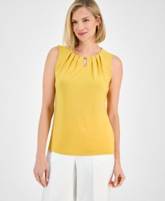 Kasper - Women's Hardware-Embellished Keyhole Top, Regular & Petite