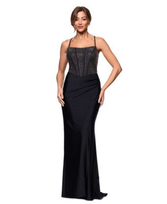 Betsy & Adam - Women's Studded Square-Neck Sleeveless Gown