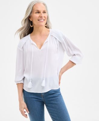Style & Co - Women's Tasseled-Tie 3/4-Sleeve Top