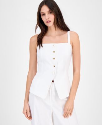 Tahari ASL - Women's Button-Front Tank Vest
