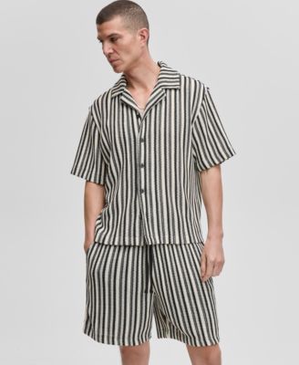 Mode of One - Men's Vertical-Stripe Camp Collar Shirt
