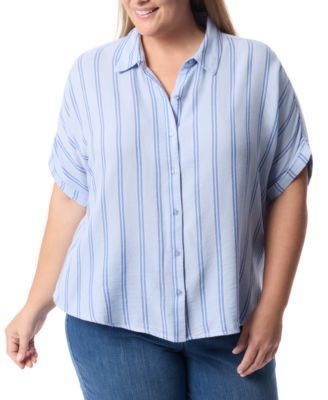 Gloria Vanderbilt - Plus Size Daisy Printed Cuffed-Sleeve Button-Front Shirt