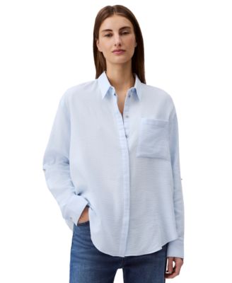 Calvin Klein Jeans - Women's Double Gauze Roll-Tab-Sleeve Button-Down Shirt