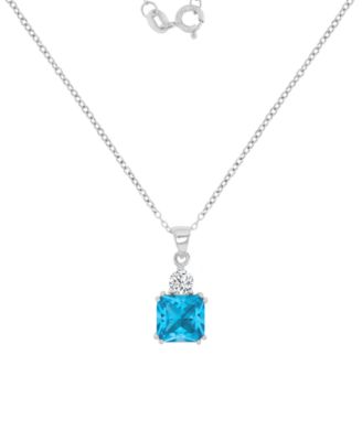 Macy's - Blue & White Cubic Zirconia 18" Pendant Necklace in Sterling Silver
