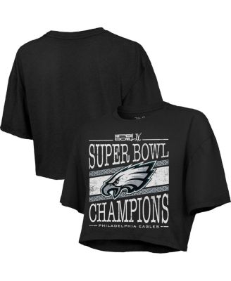Majestic - Women's Black Philadelphia Eagles Super Bowl LIX Champions Extra Point Boxy Crop Top