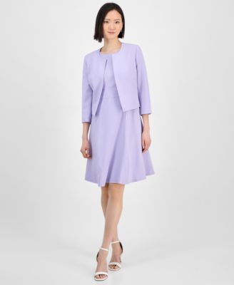 Le Suit - Women's Collarless Open-Front Bolero & Scoop-Neck Sleeveless Fit & Flare Dress