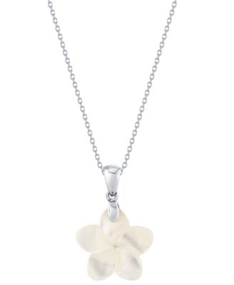 Macy's - Mother-of-Pearl (18mm) Flower 18" Pendant Necklace in Sterling Silver