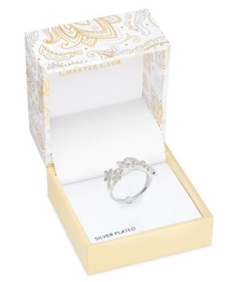Charter Club - Silver-Tone Cubic Zirconia Butterfly Split Band Ring