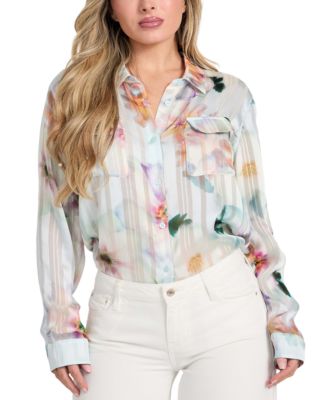 GUESS - Women's Printed Button-Front Shirt