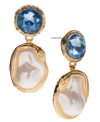 I.N.C. International Concepts - Gold-Tone Crystal & Imitation Pearl Drop Earrings