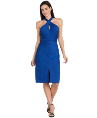R & M Richards - Petite Textured Halterneck Midi Dress