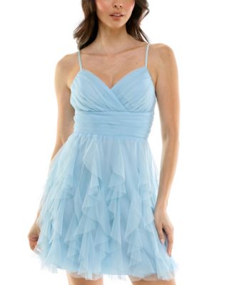 pear culture - Juniors' Surplice-Neck Ruffle-Skirt Dress