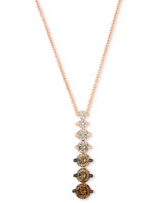 Le Vian - Chocolate Ombr&eacute; Diamond Vertical Graduated Adjustable 20" Pendant Necklace (3/4 ct. t.w.) in 14k Rose Gold