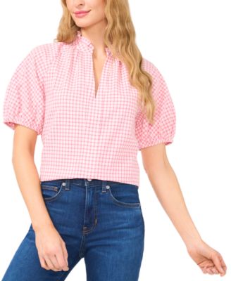 CeCe - Women's Split-Neck Raglan-Sleeve Cotton Blouse