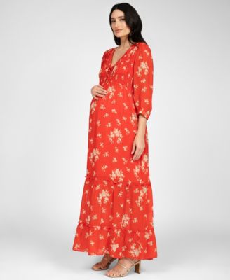Seraphine - Women's Maternity Shirred Bodice Maxi Dress