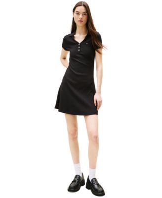 Tommy Jeans - Women's Fit & Flare Ribbed Polo Dress