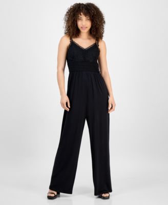 JAMIE & LAYLA - Petite Crochet V-Neck Sleeveless Wide-Leg Jumpsuit