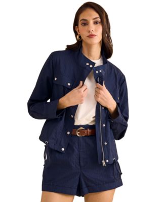 1.STATE - Women's Cotton Drawcord-Hem Jacket