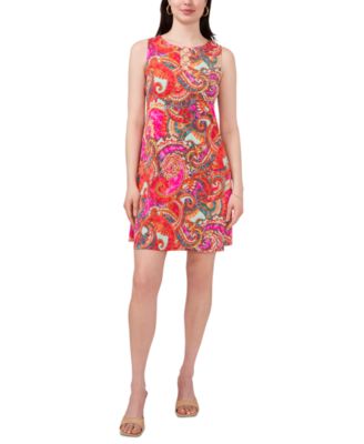 MSK - Women's Three-Ring Keyhole-Neck Paisley Jersey Dress