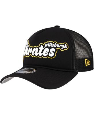 New Era - Men's Black Pittsburgh Pirates Retro Bold A-Frame Trucker 9FORTY Adjustable Hat