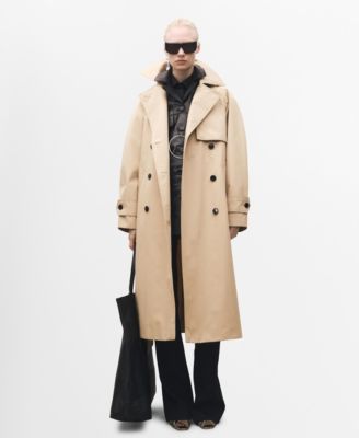 MANGO - Women's Long Oversized Cotton Trench Coat