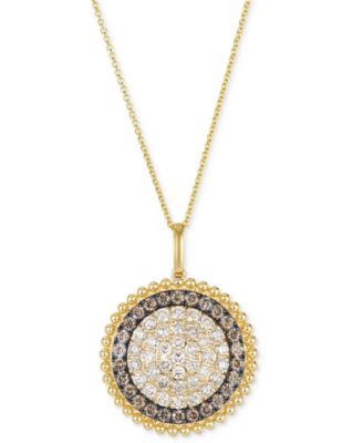 Le Vian - Nude Diamond™ (1-1/5 ct. t.w.) & Chocolate Diamond&reg; (5/8 ct. t.w.) Circle Pendant Necklace in 14k Yellow Gold