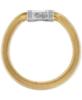 Esquire Men's Jewelry - Flat Snake Link Chain Bracelet in Gold-Tone Ion Plated Stainless Steel
