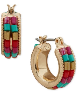 lonna & lilly - Gold-Tone Multi Beaded Small Hoop Earrings, 0.55"