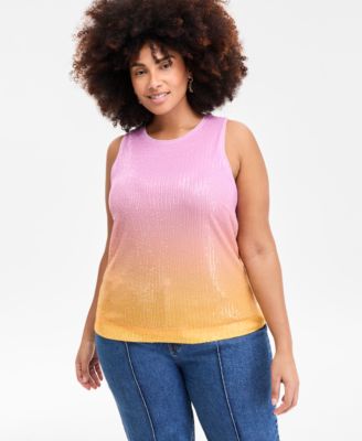 On 34th - Plus Size Ombr&eacute; Sequin Sleeveless Tank