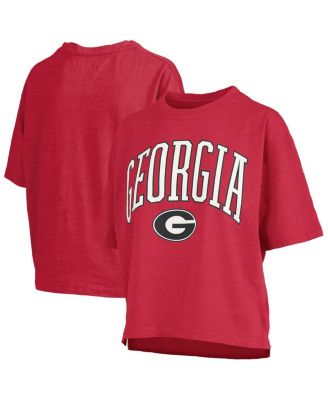 Pressbox - Women's Red Georgia Bulldogs Nelson Arch Over Logo Waist Length Oversized Slub T-Shirt