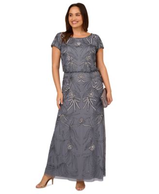 Adrianna Papell - Plus Size Blouson Sequin Gown