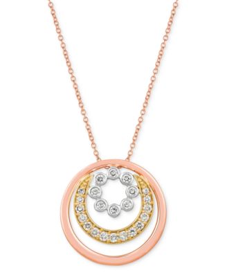Le Vian - Nude Diamond Graduated Circle Adjustable 20" Pendant Necklace (5/8 ct. t.w.) in 14k Tricolor Gold